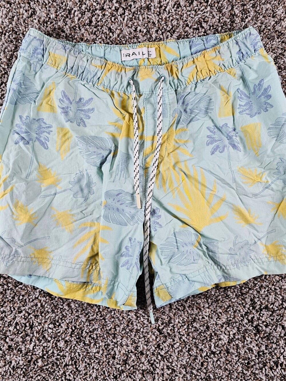 The Rail Sz M drawstring elastic waist swim trunks w/ light blue yellow floral